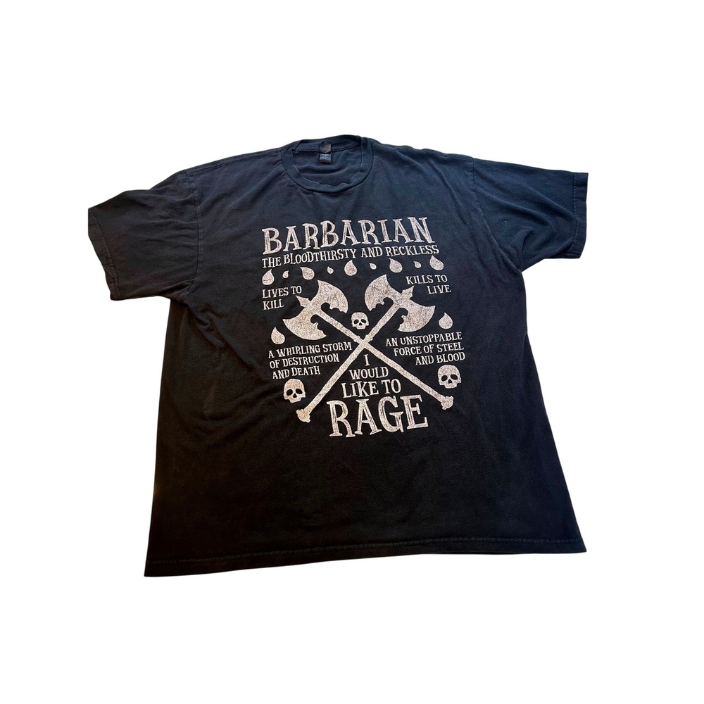 Tultex Barbarian I Would Like To Rage D&D Graphic T-Shirt Mens XL Black